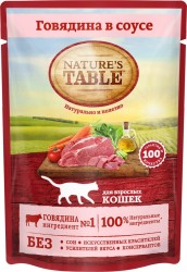 Влажный корм, Nature's Table (Нейчес Тейбл) 85 г для кошек говядина в соусе